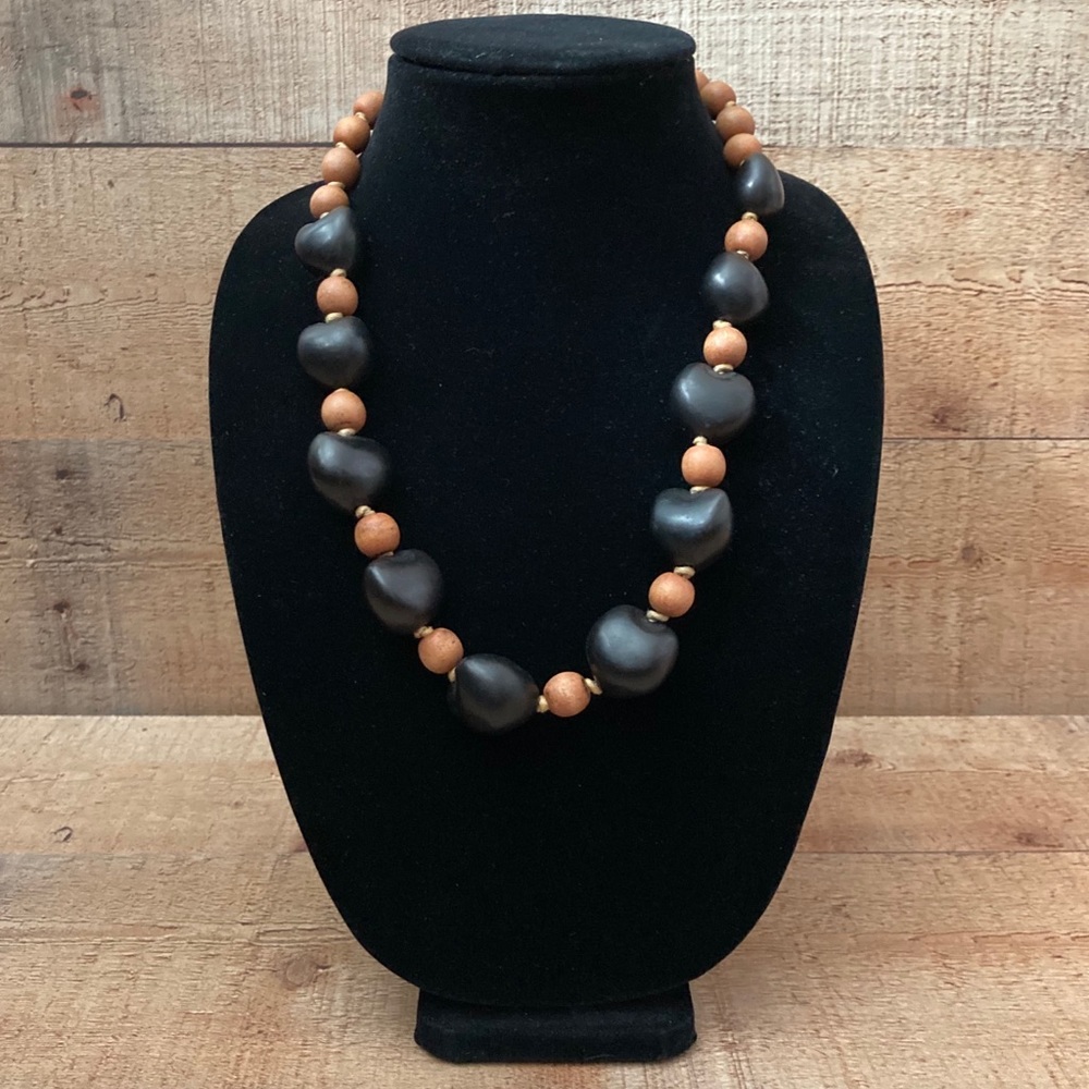 Hawaiian Kukui Nut Tan & Black Necklace